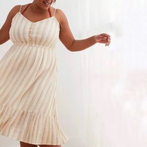 American Eagle Aerie Striped Cotton Midi Dress